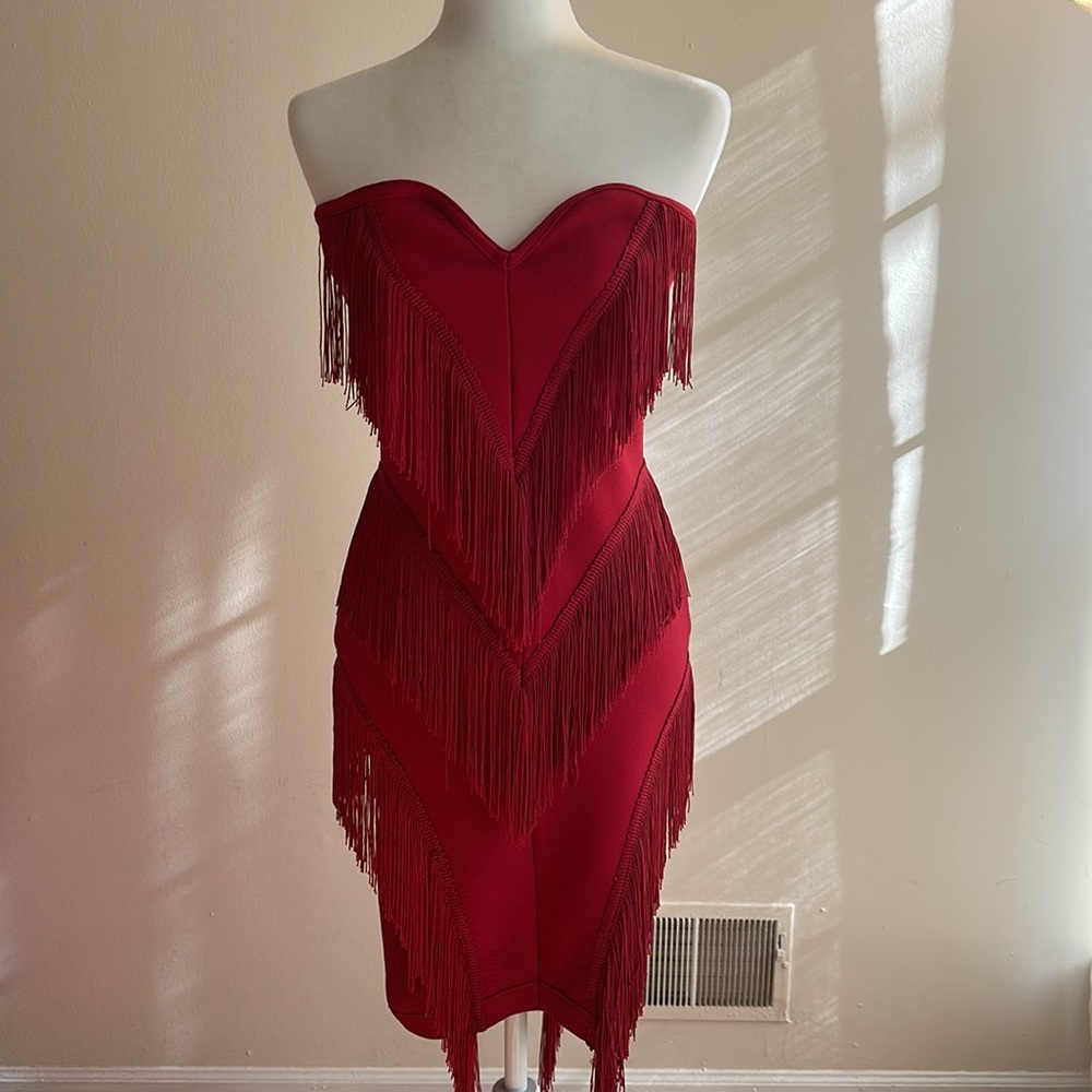 Red Fringe Bandage Dress